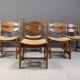 Vintage oak and wicker dining chairs, 1960s