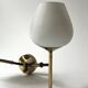 2 double wall lights in brass and white opaline glass, Arlus design 1950