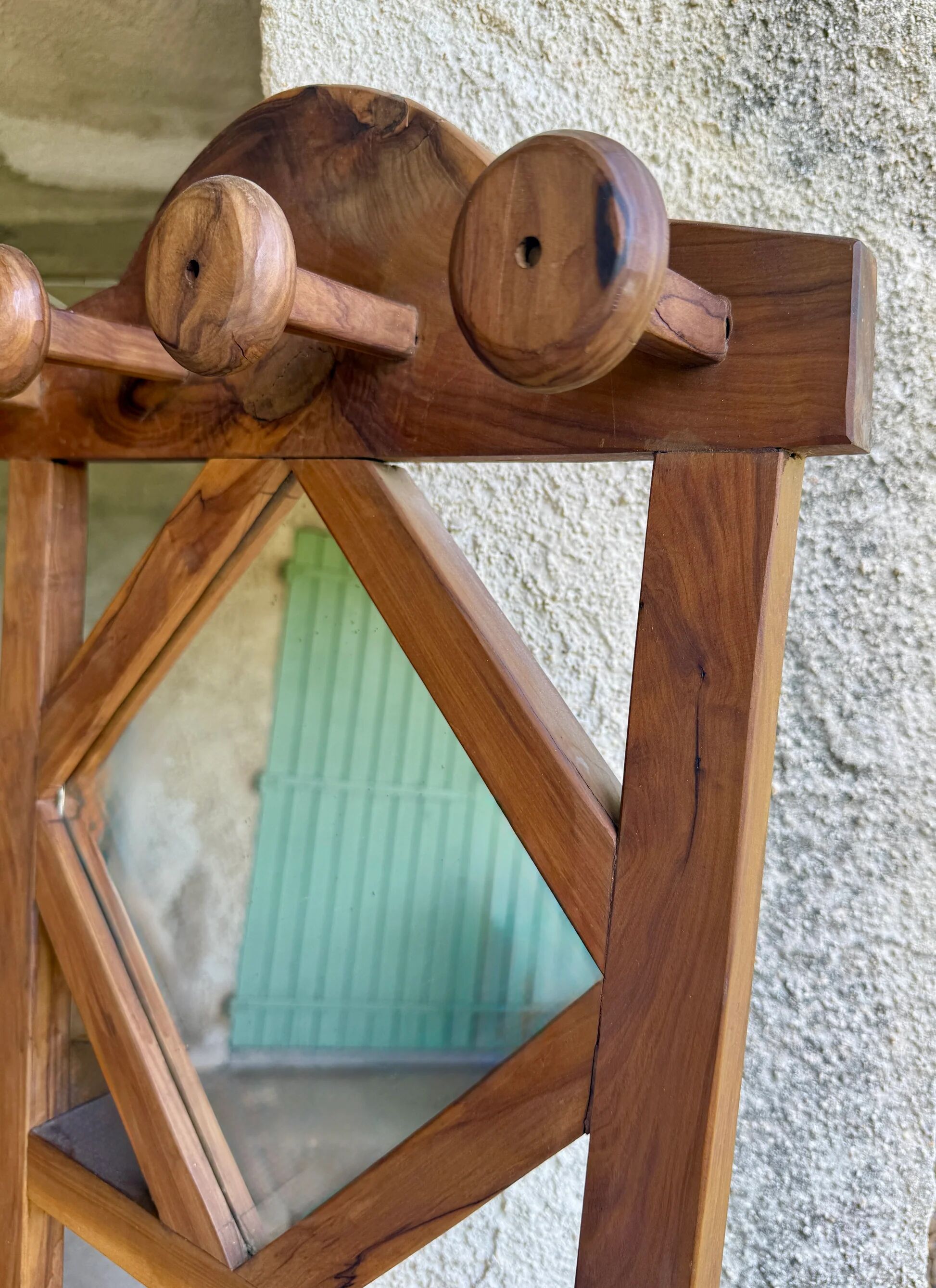 Coat rack / coat stand and umbrella stand in olive wood