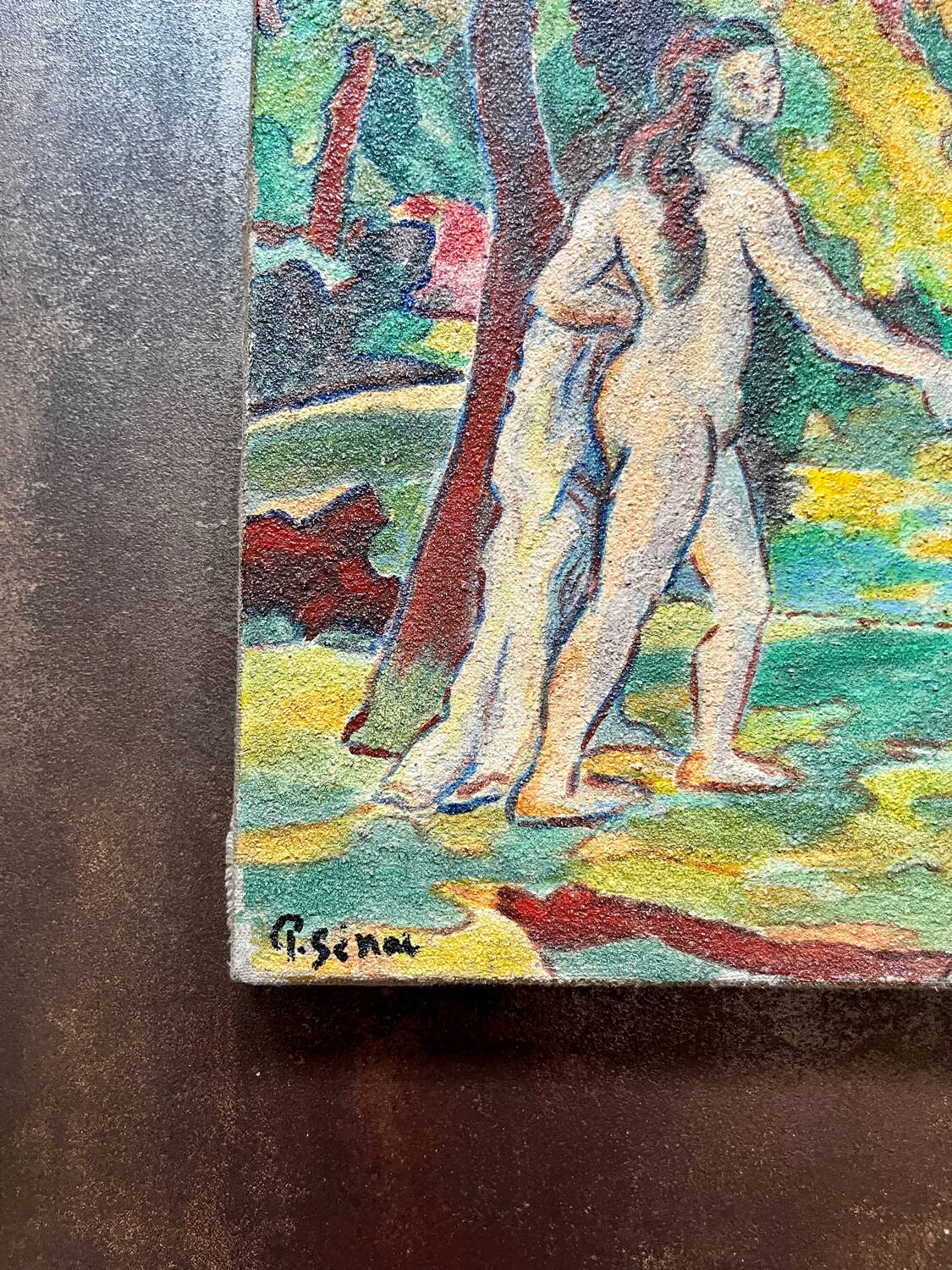 Paul Senac Oil on canvas Bathers old painting