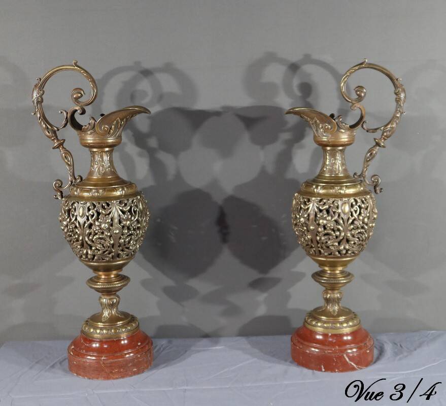 Pair of bronze ewers, art nouveau – 1910