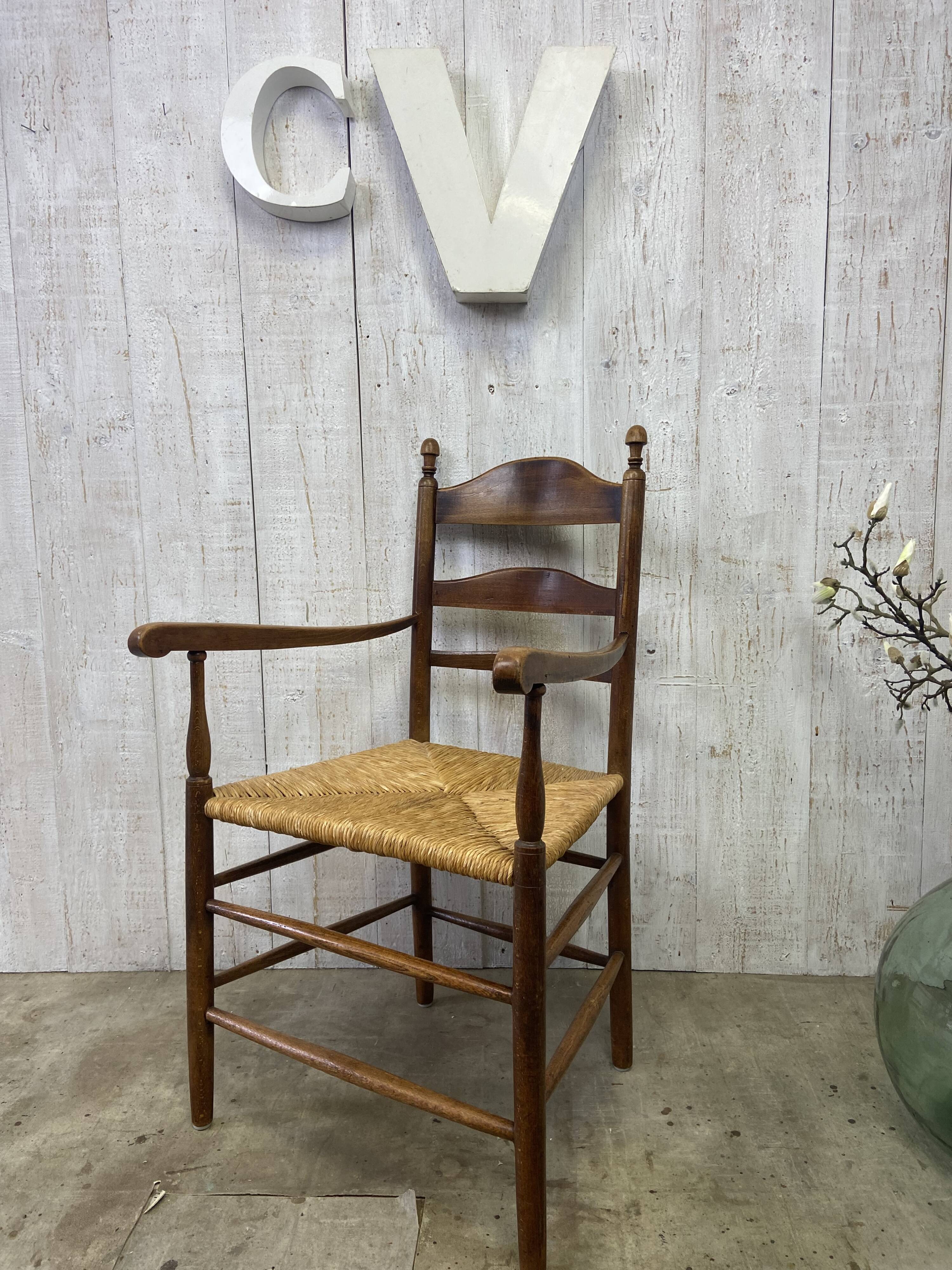 Vintage straw armchair