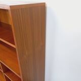 Modular vintage shelf bookcase in modern Scandinavian style in teak