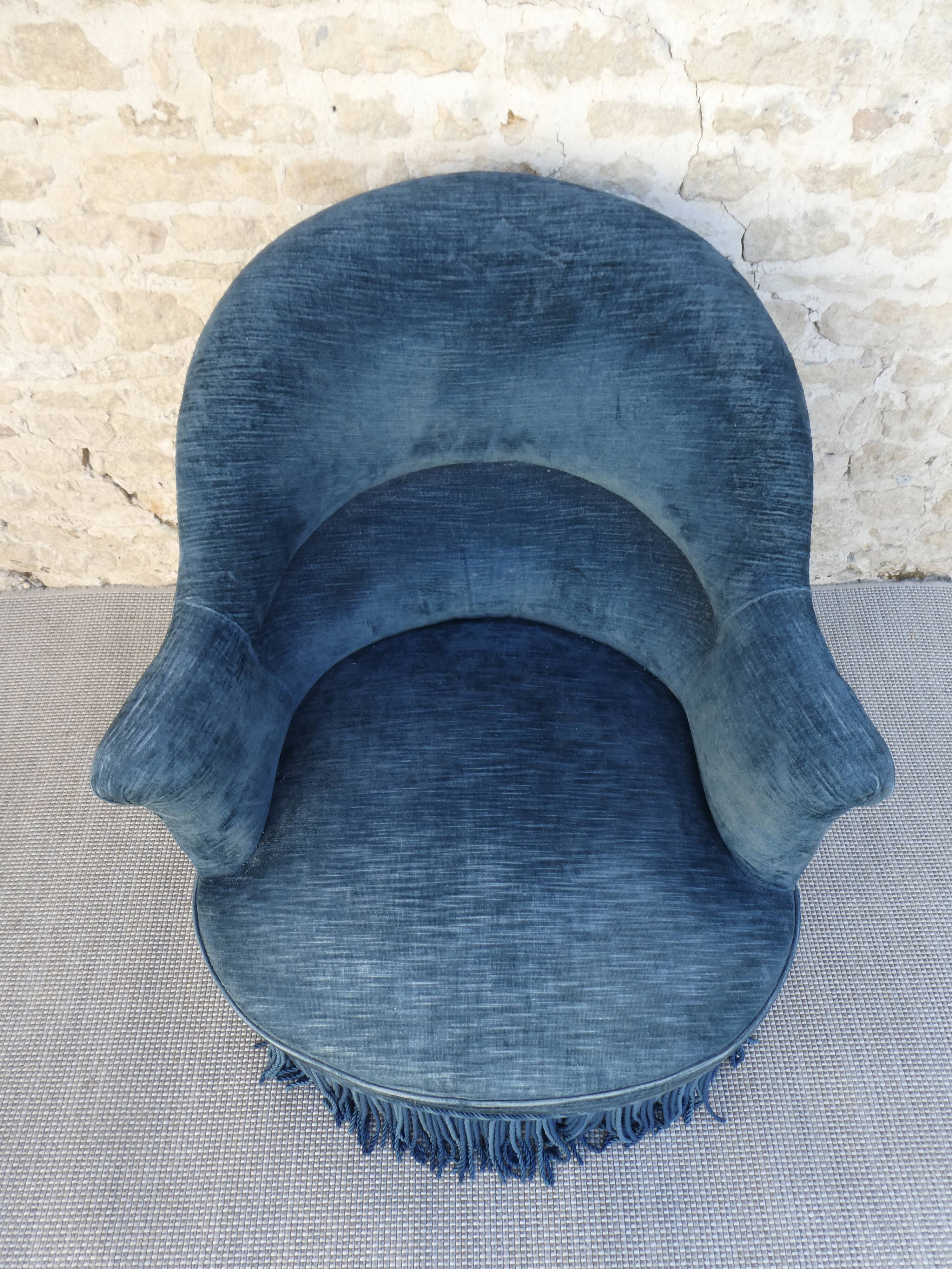 Toad armchair, blue velvet