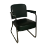Roneo vintage office chair in dark green skai and metal foot 1940-50's