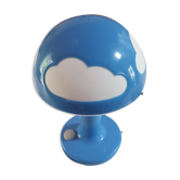 Lampe vintage ikea forme champignon avec matif nuage blanc et bleu ikea skojig année 90  ampoule man