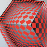 Sérigraphie signée numérotée op art cinétique argenté Victor Vasarely