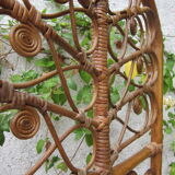 Rattan screen peacock 70s