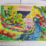 Pierre Lacroux (1909-1993) Gouache 24 x 32 cm - landscape and figure