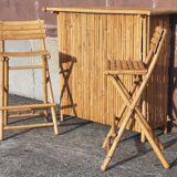 Bamboo counter or bar. (With 2 folding high chairs)