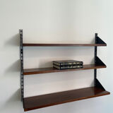 Shelves in rosewood and black lacquered metal from the 50s