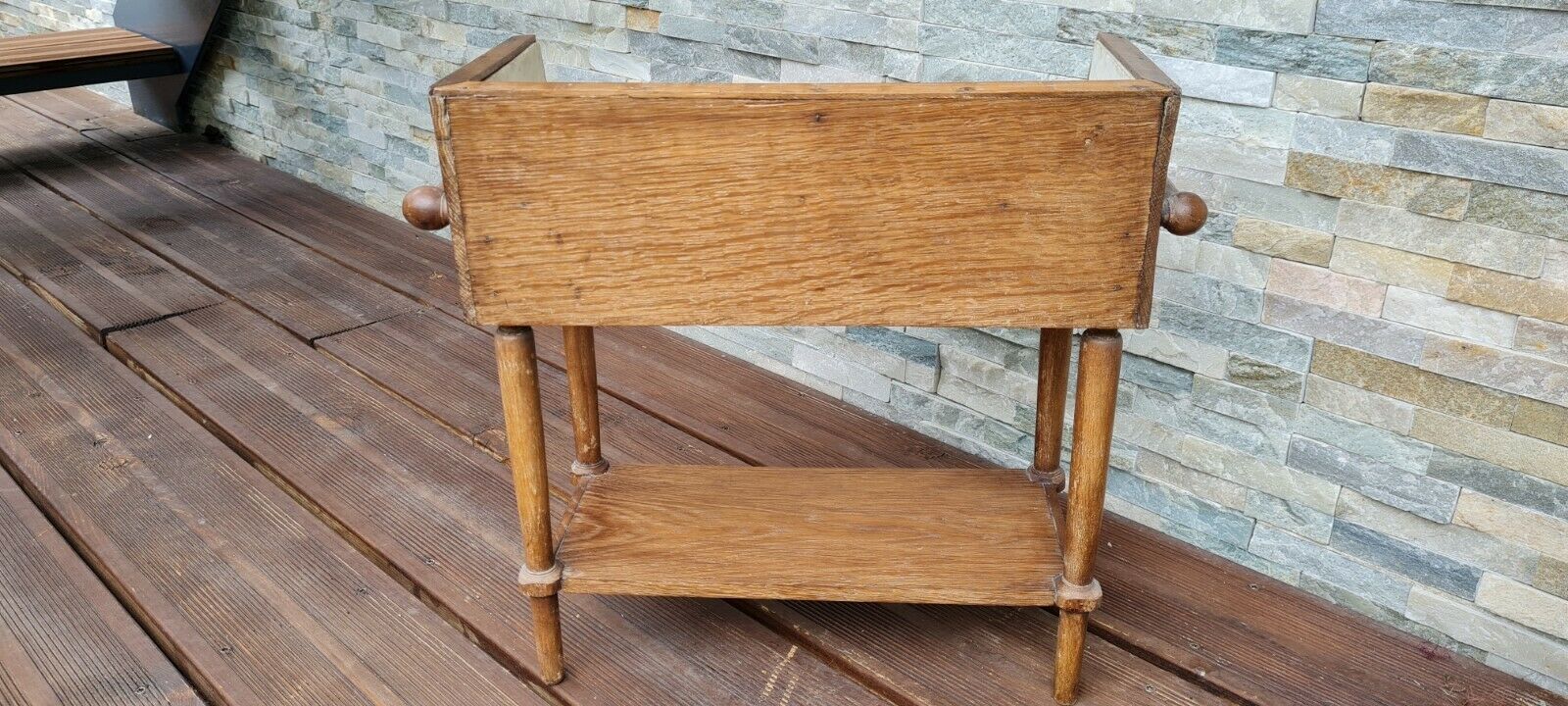 Old wooden children's toilet table and marble top