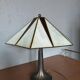 Honsel Tiffany-style table lamp, cream and red glass shade, 1970s