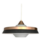 Scandinavian suspension lamp in copper and opaline glass, Bent Karlby for Lyfa, Denmark, 1960s