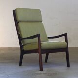 Vintage mahogany senator high back lounge chair by Ole Wanscher for Cado, 1960s
