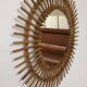 Miroir soleil  XL en rotin des années 50/60