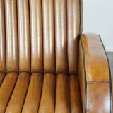 Art Deco design 2.5-seater sheep leather sofa