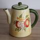 Vintage yellow and green ceramic coffee pot