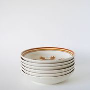 Set of 6 Longchamp flowered deep plates, Orange, 1970