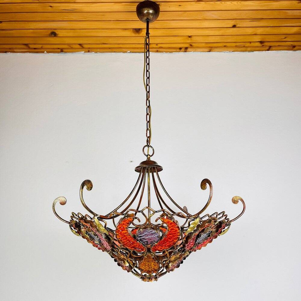 Lustre en métal et verre de Murano par MM Lampadari, années 1990
