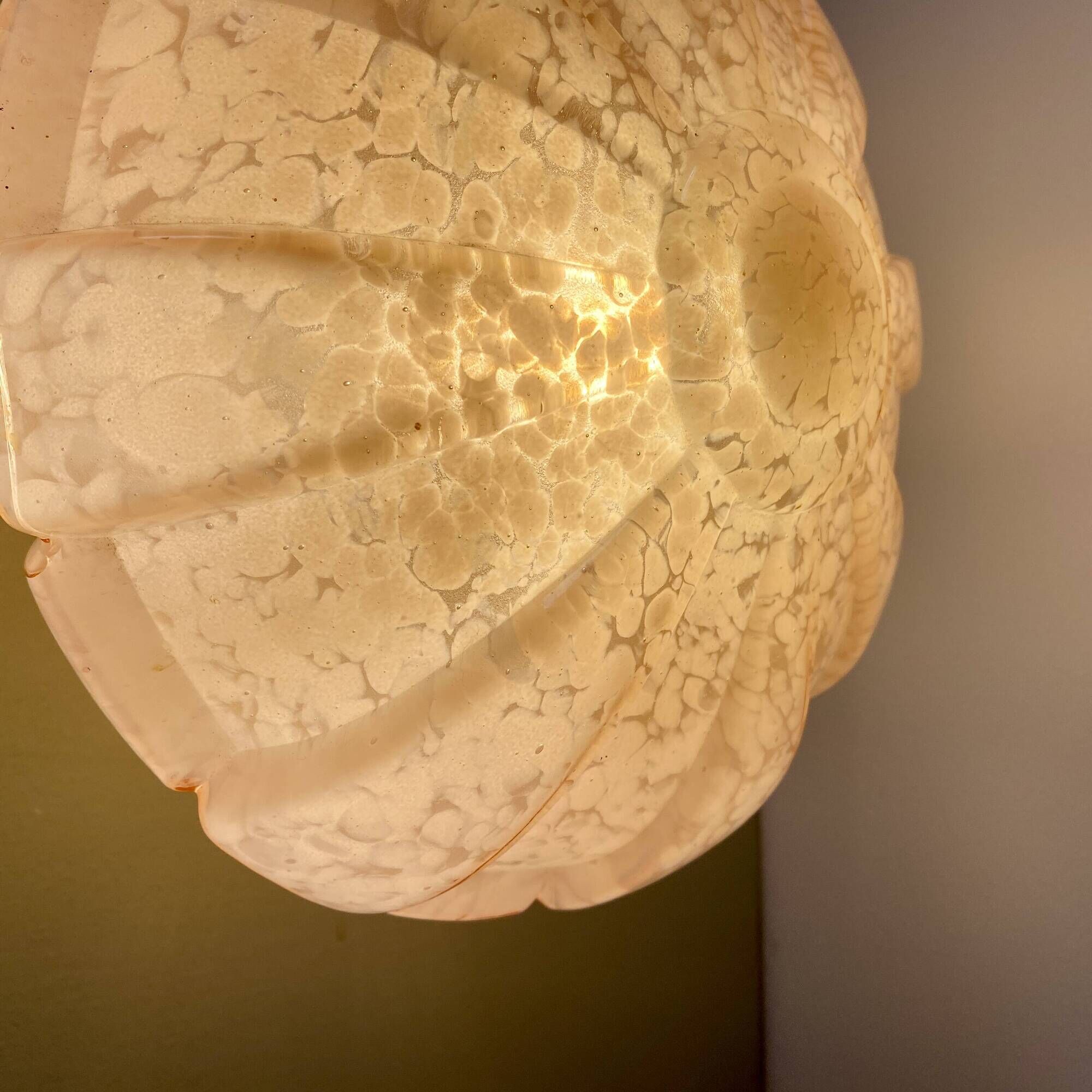 Vintage art deco globe wall or ceiling light in pink Clichy glass