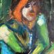 Portrait d'une femme, tableau à l'huile sur toile moderniste du xxe siècle - signé