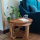 Table basse d'appoint ronde bois massif style art déco