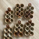 Set of 6 egg dishes in ancient pyrite stoneware