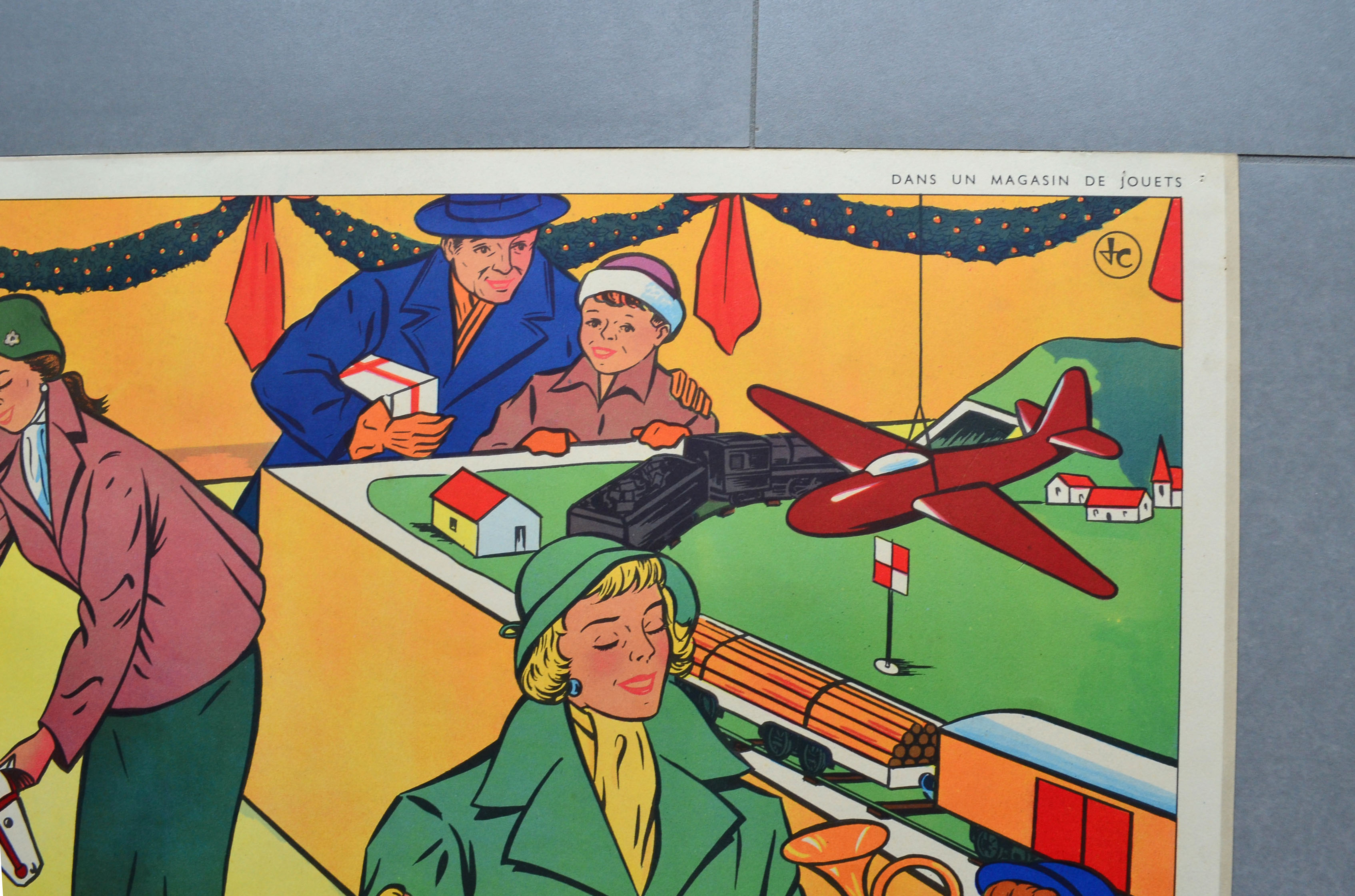 Rossignol educational school poster front and back "the fire" and "the toy store"