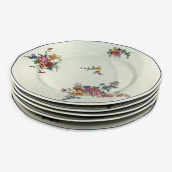 Lot de cinq assiettes  plat en porcelaine BH France dimension : hauteur -3cm- diamètre -23cm-