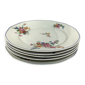 Lot de cinq assiettes  plat en porcelaine BH France dimension : hauteur -3cm- diamètre -23cm-