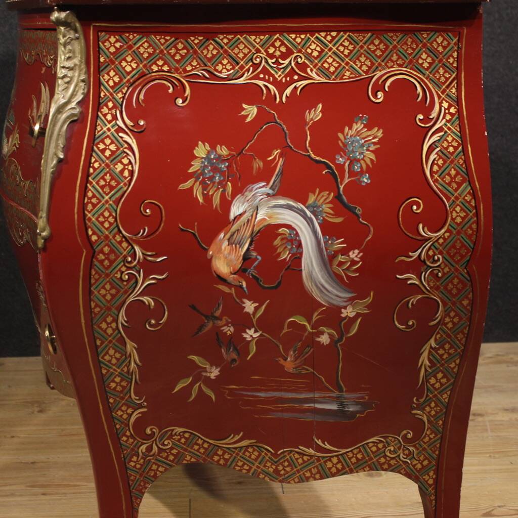 French lacquered, painted and gilded chinoiserie commode