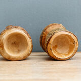 Pair of brutalist coquetiers in solid wood