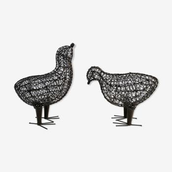 Pair of animal candlesticks made of metal wire