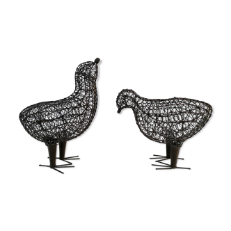 Pair of animal candlesticks made of metal wire