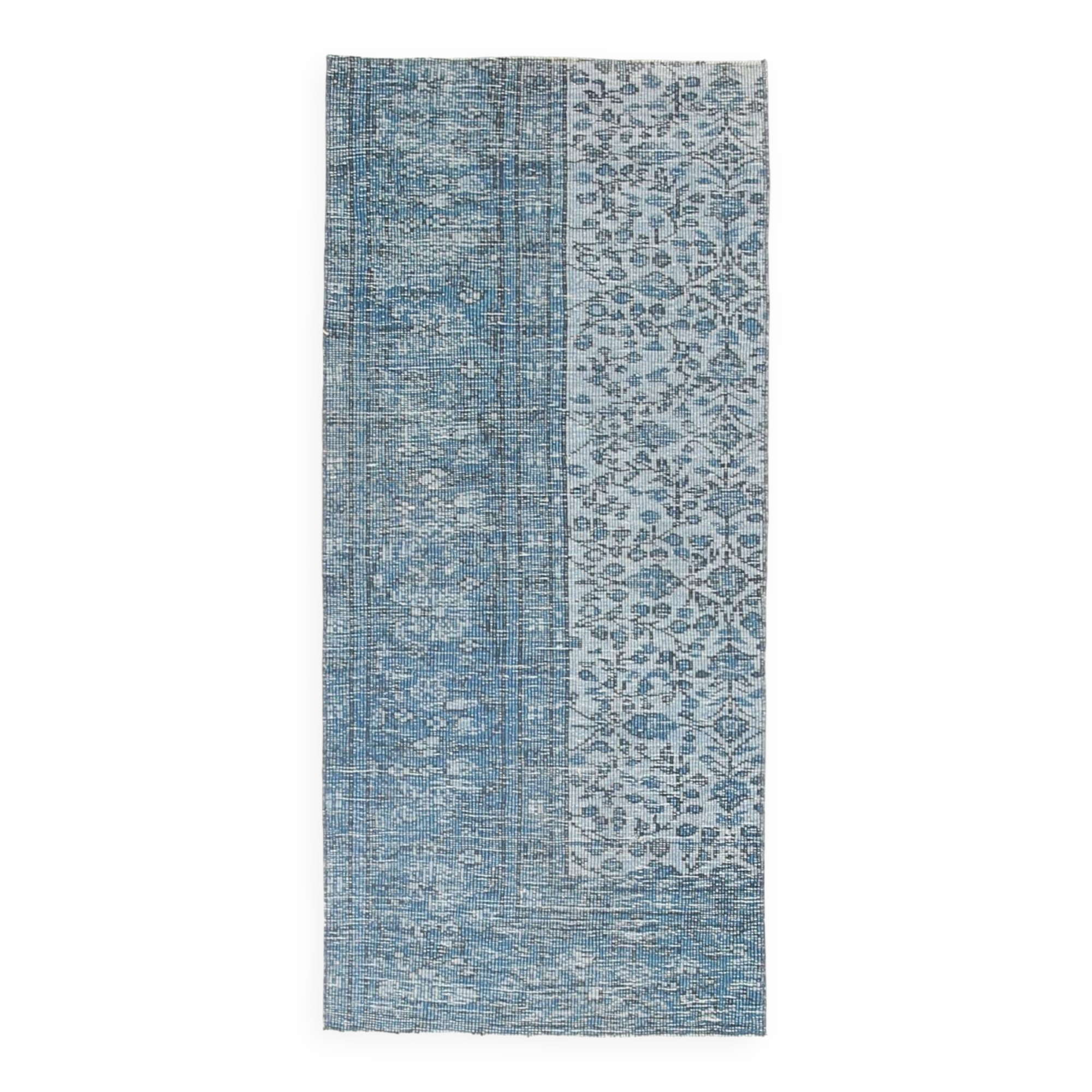 2x5 Blue Small Size Vintage Runner Rug, 61x134Cm
