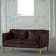 Stouby Møbelfabrik, two-seater sofa in mid-century style in brown leather, 1970s.