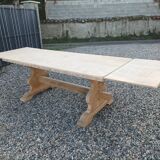 Solid oak monastery table with two extensions