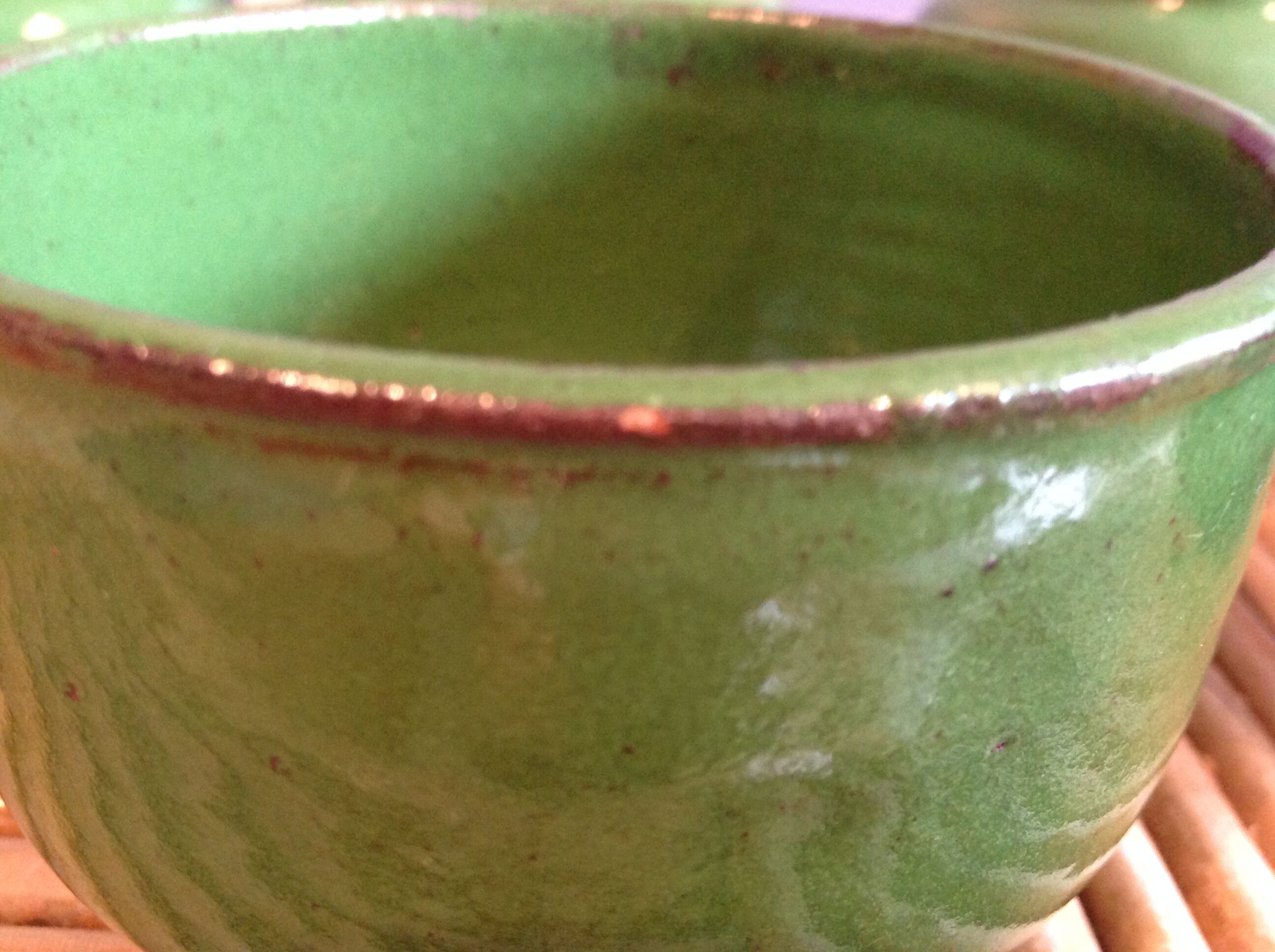 Set of 7 glazed terracotta cups