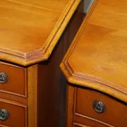Georgian Style Yew Wood Bedside Tables, Set of 2