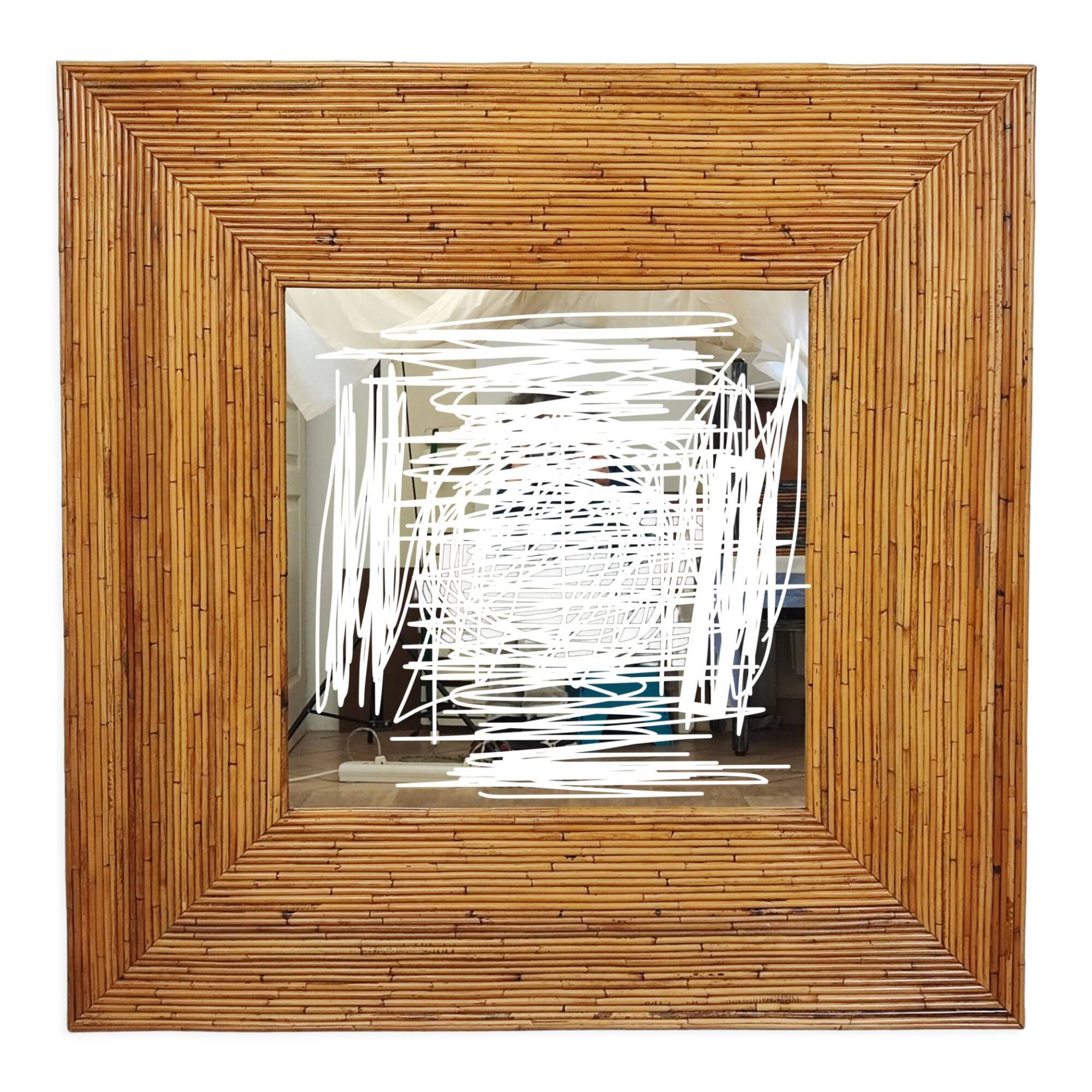 Rattan mirror XXL 120cm x 120cm