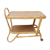 Vintage rattan bamboo serving tray 1960