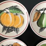 6 dessert plates fruit earthenware from Gien Cordon Rouge