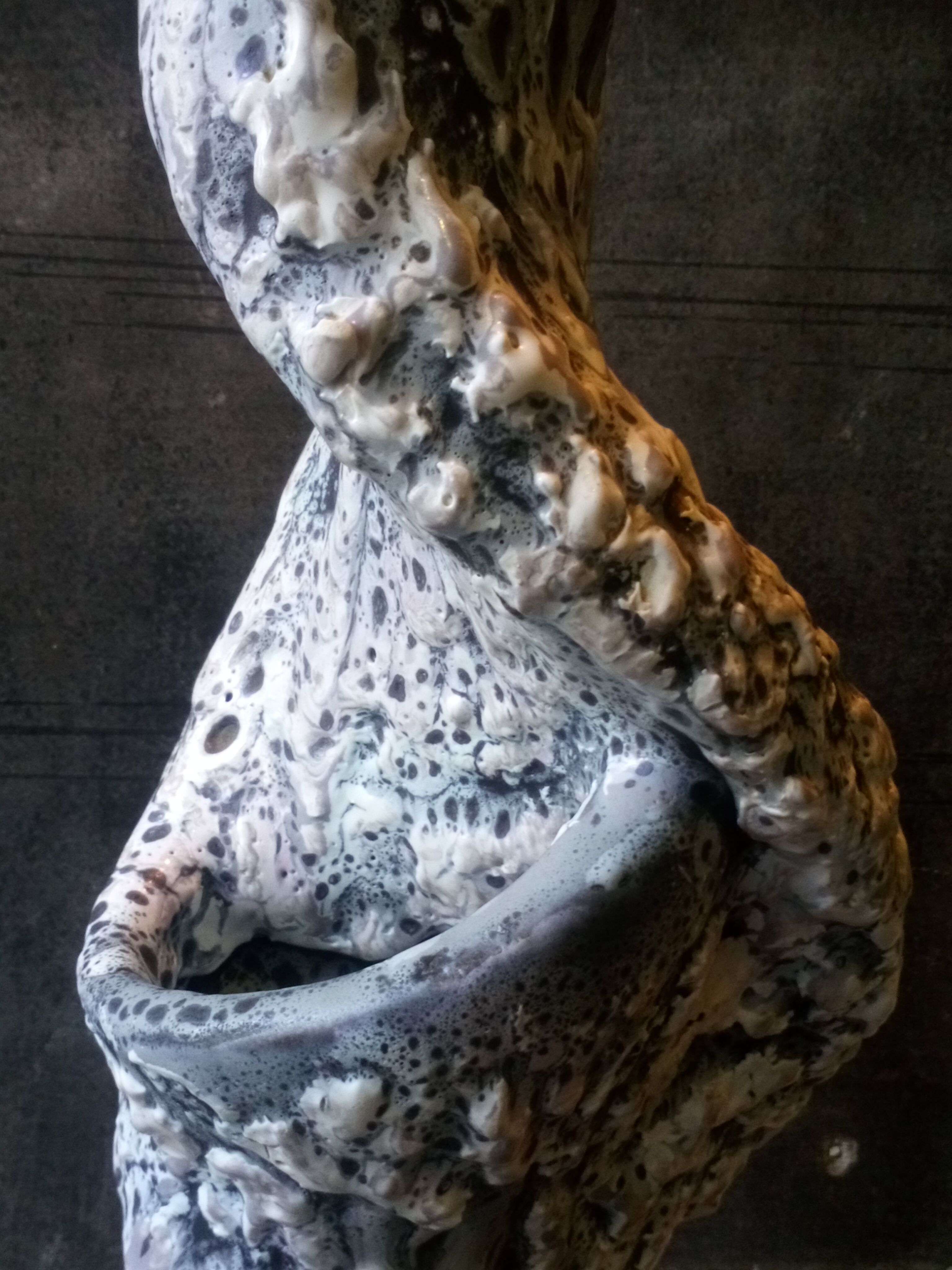 Louis Giraud's twisted double vase in Vallauris ceramic foam