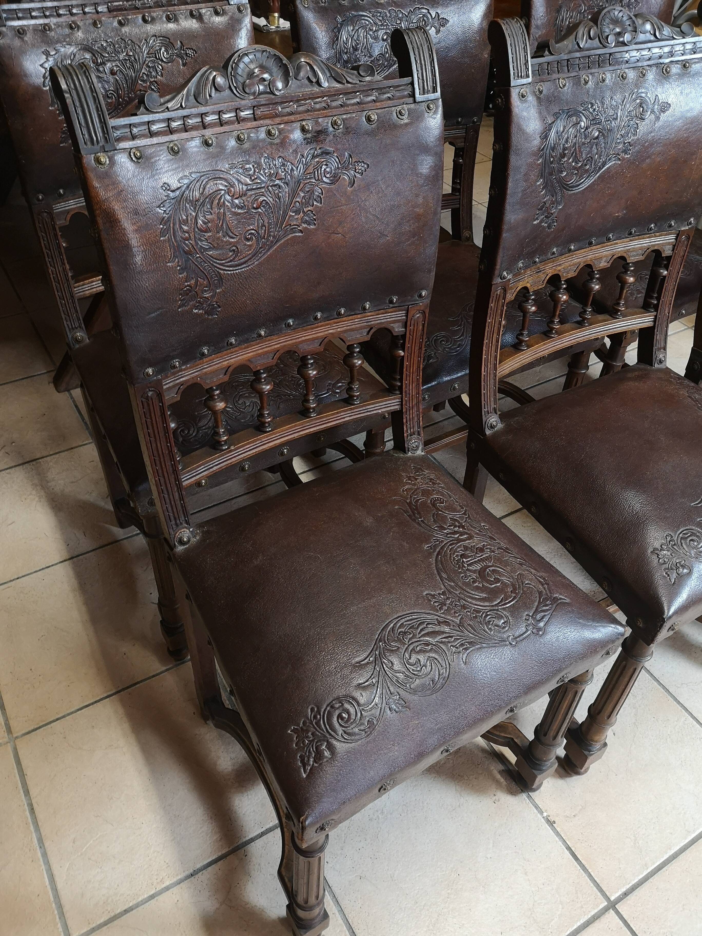 Lot of 6 chairs Henri II
