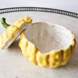 Sarreguemines majolica pumpkin jam pot 1930