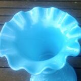 Set of two small vases in blue opaline glass paste