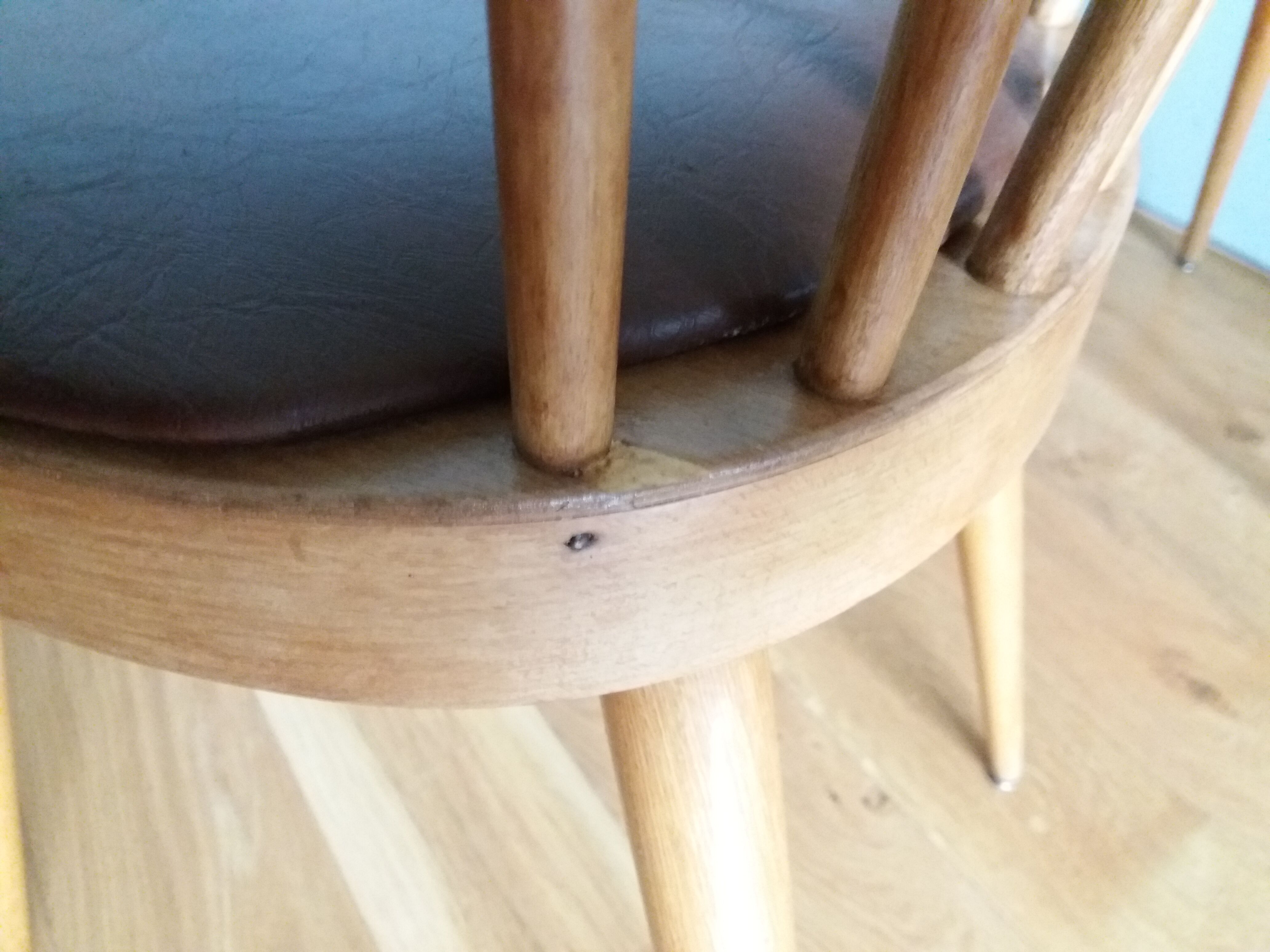2 chairs bistro Baumann model 740 wood and skaï Scandinavian style
