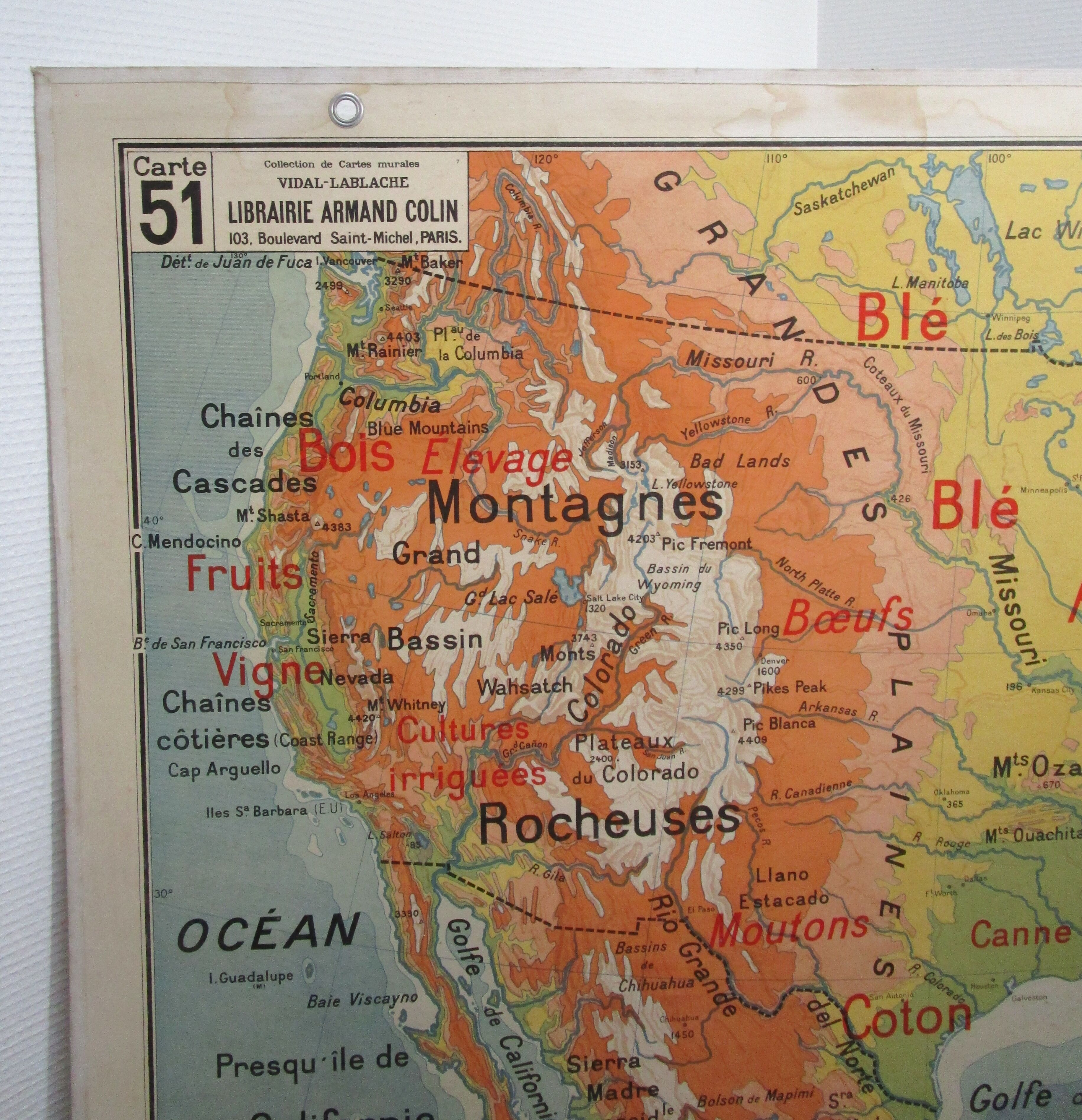 School map United States Vidal Lablache 60's