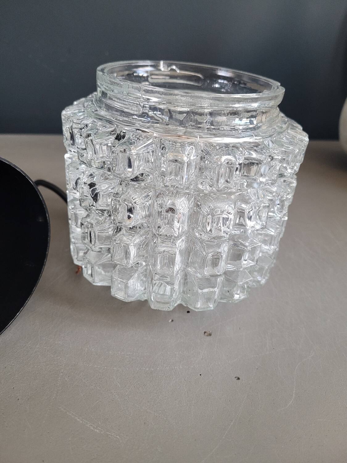 Vintage molded glass globe pendant light